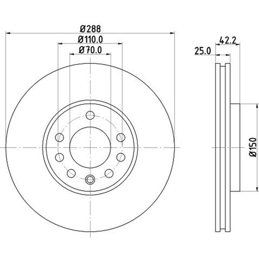 DON 2 x Internally Vented Front Brake Discs PCD12052