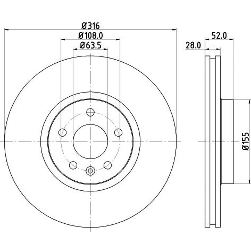DON 2 x Externally Vented Front Brake Discs PCD12021