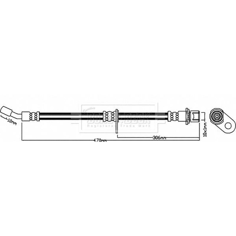 Borg & Beck Brake Hydraulic Hose Line Front Right BBH8441