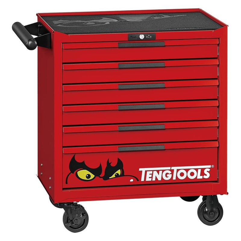 Teng Tools Mobile Tool Storage Roller Cabinet 26" 6 Drawers Red