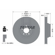 Textar 2 x Internally Vented Front Brake Discs 92123003