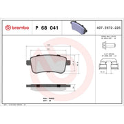 Brembo 4 x Rear Brake Pad Set P68041