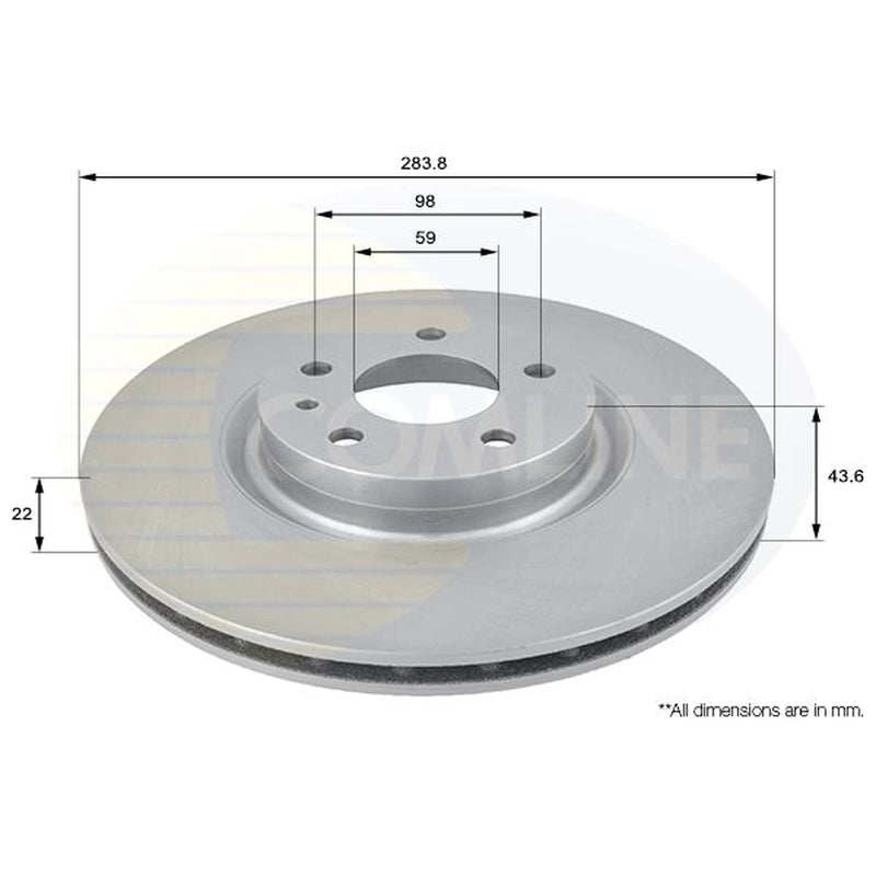 Comline 2 x Front Brake Discs ADC1805V