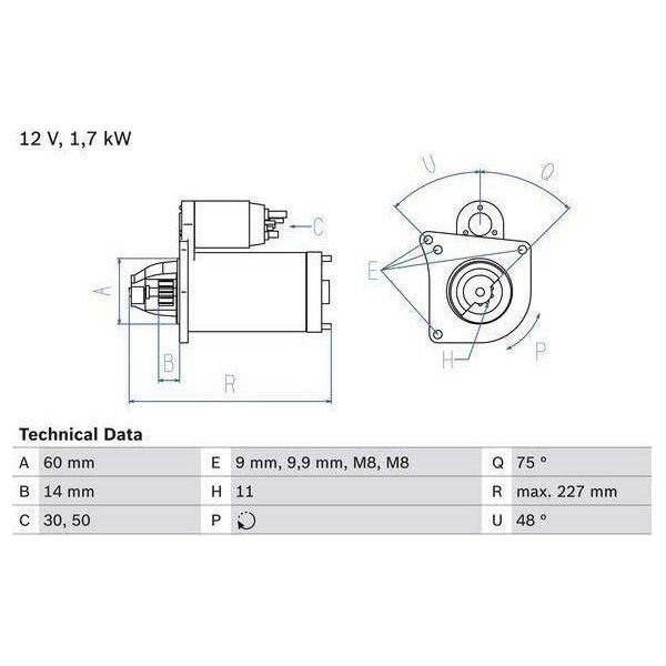 Bosch Reman Starter Motor 2305 0986023050 Bosch  - Town Parts