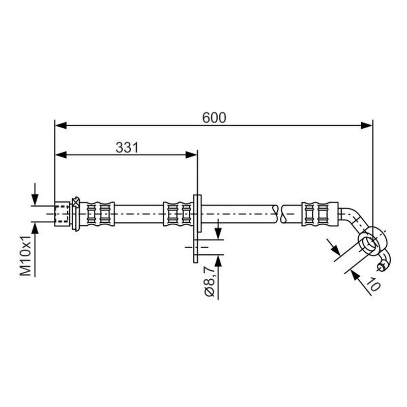 Bosch Brake Hydraulic Hose Line Front Left 1 987 476 108