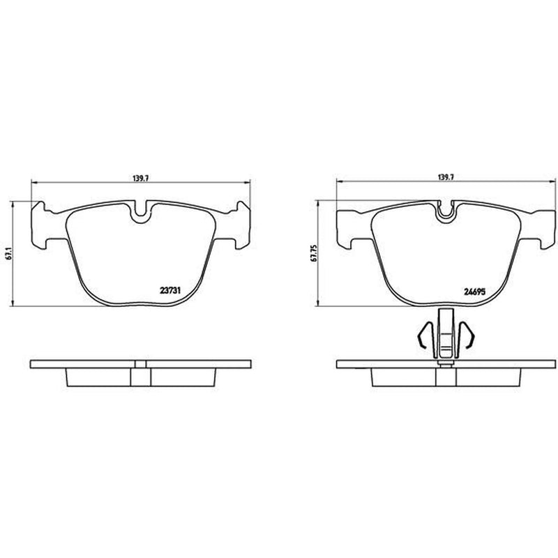 Brembo 4 x Rear Brake Pad Set P06053