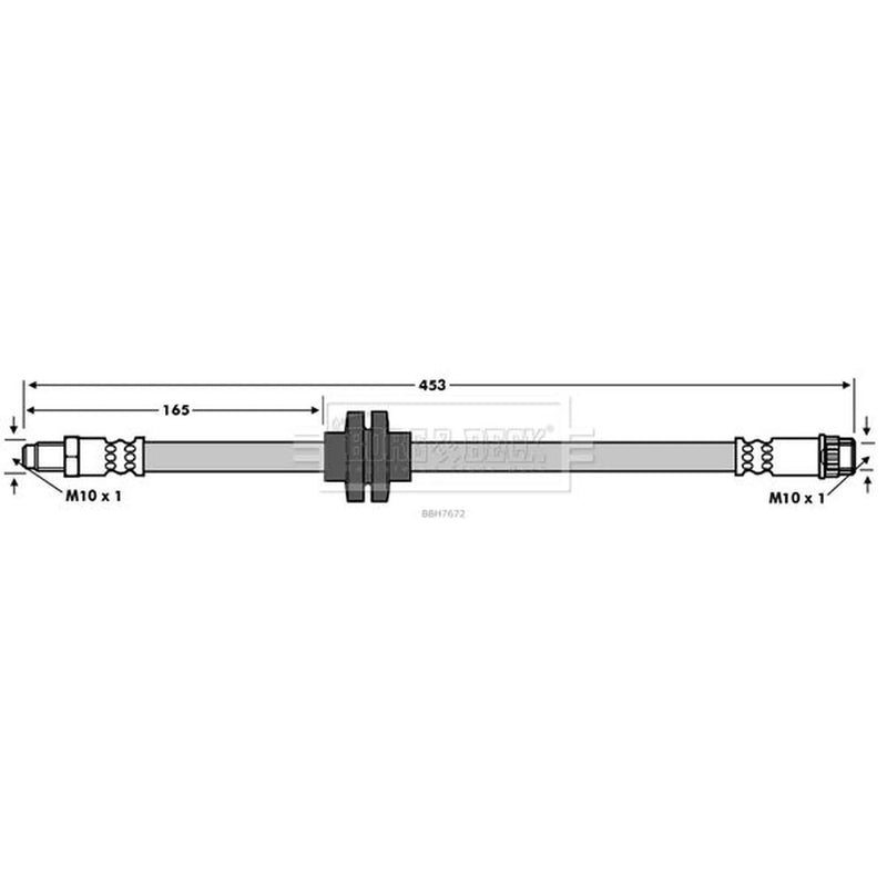 Borg & Beck Brake Hydraulic Hose Line Front Left BBH7672
