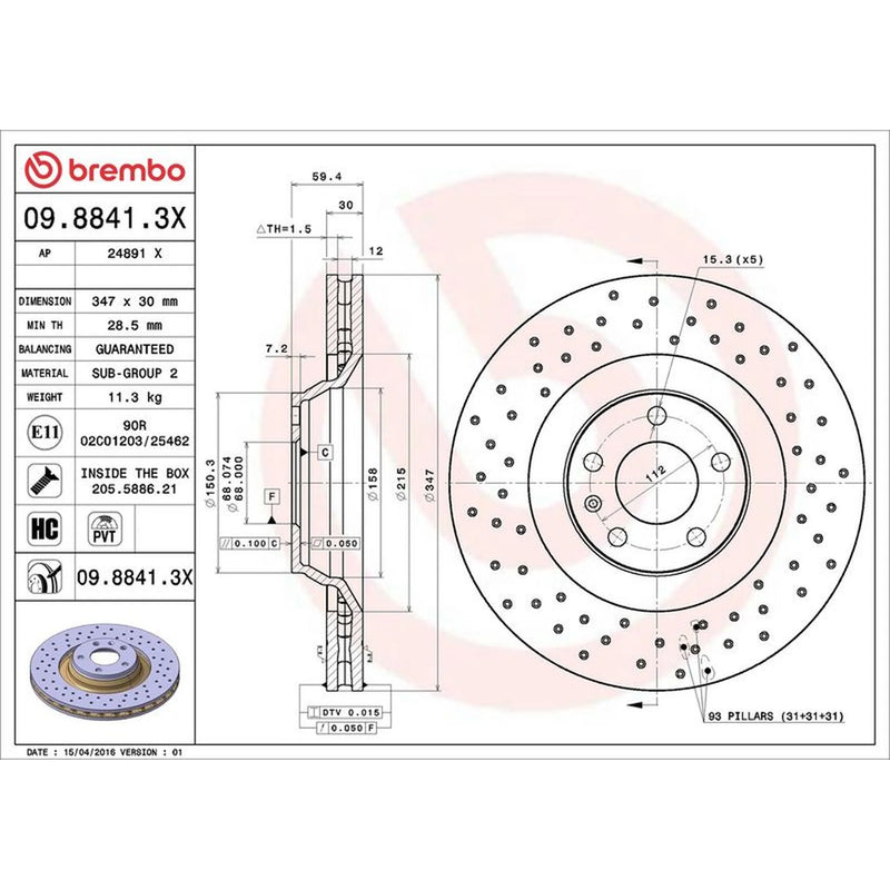 Brembo Xtra 2 x / Front Brake Discs 09.8841.3X