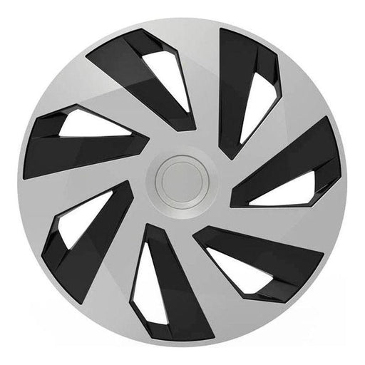 Set of 4 Vector Silver & Black Alloy Look Wheel Trims Hub Caps 16" Protection Versaco  - Town Parts
