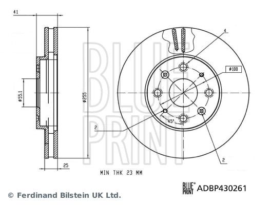 Blue Print 2 x Brake Disc Set Internally Vented Front