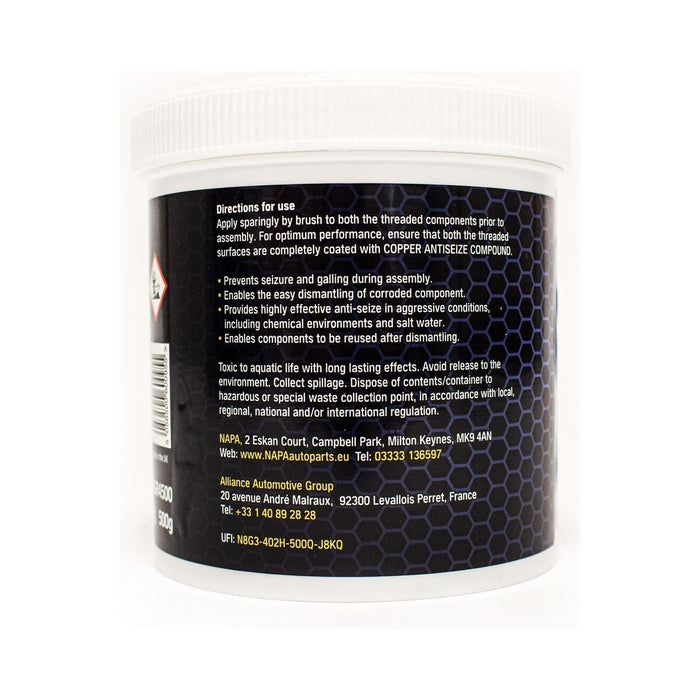 4x NAPA Car Brake Calipers Pads Discs Squeal Anti Seize Copper Grease 500g Tub NAPA  - Town Parts