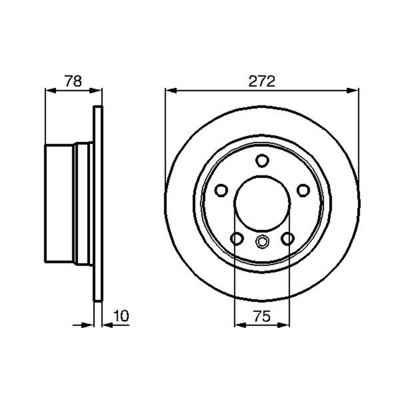 Bosch 2 x Solid Rear Brake Discs 0 986 478 641