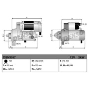 Denso Starter Motor 12V 2kW 10 Teeth DSN3017