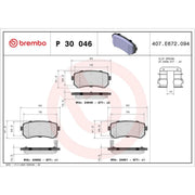 Brembo 4 x Rear Brake Pad Set P30046
