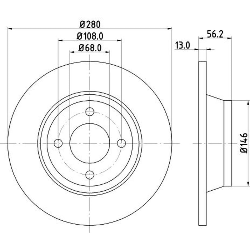 DON 2 x Solid Front Brake Discs PCD12332
