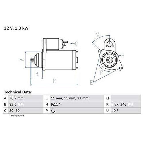 Bosch Reman Starter Motor 1700 0986017000 Bosch  - Town Parts