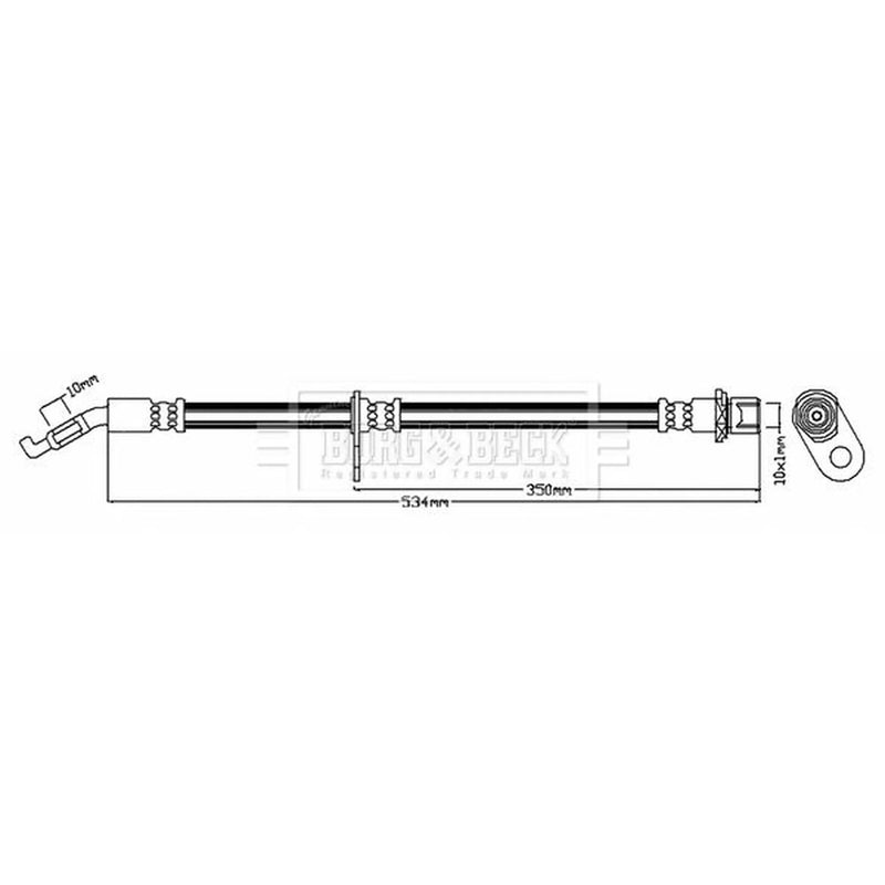 Borg & Beck Brake Hydraulic Hose Line Front Left BBH8085