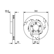 Bosch 2 x Vented Front Brake Discs 0 986 479 D23