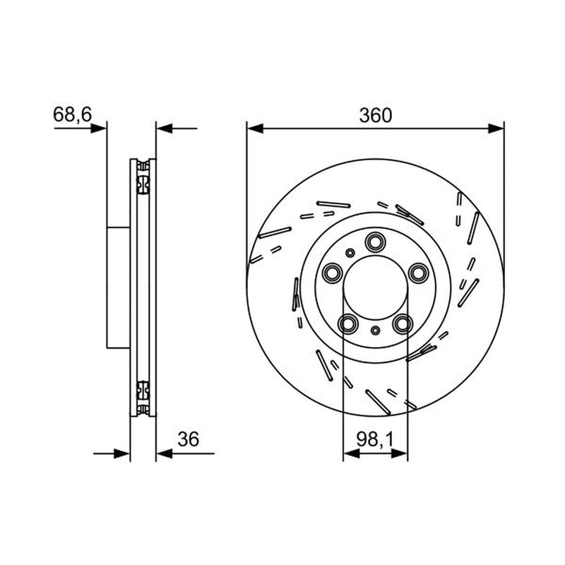 Bosch 2 x Vented Front Brake Discs 0 986 479 D23