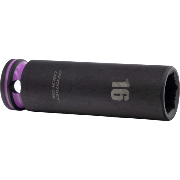Sealey 1/2"Dr Lock-On Deep Impact Socket 16mm (Violet Coded Ring)