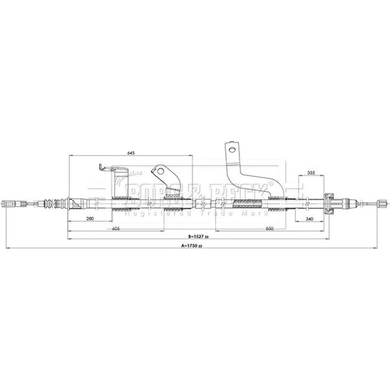 Borg & Beck Handbrake Cable Right Rear BKB3903
