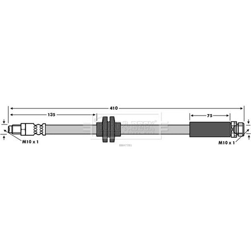 Borg & Beck Brake Hydraulic Hose Line Rear Left BBH7781