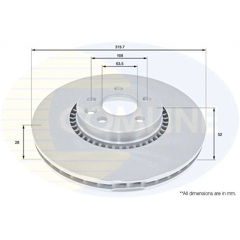 Comline 2 x Internally Vented Front Brake Discs ADC1251V