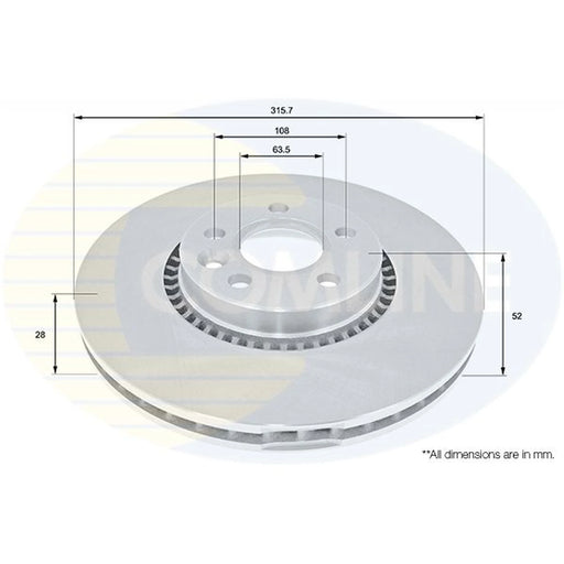 Comline 2 x Internally Vented Front Brake Discs ADC1251V