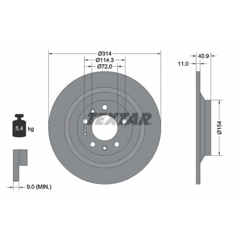 Textar 2 x Solid Rear Brake Discs 92166400