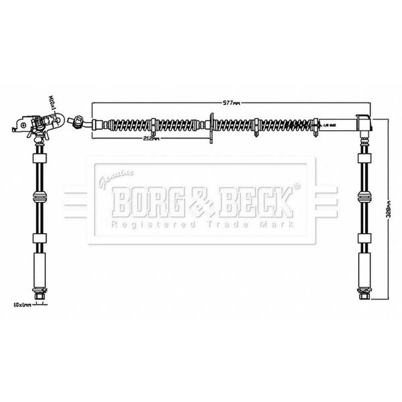 Borg & Beck Brake Hydraulic Hose Line Front Left BBH8720