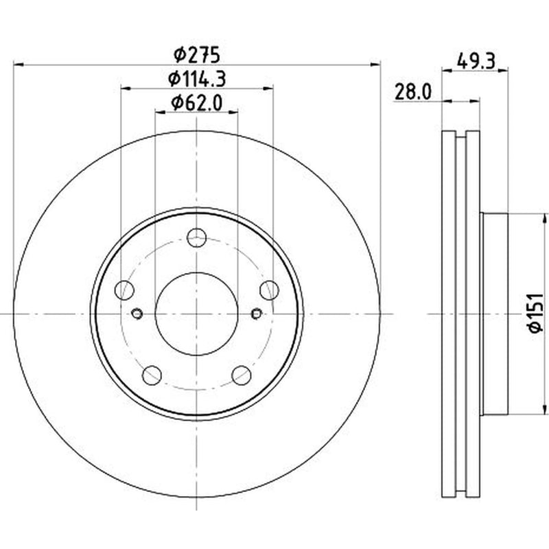DON 2 x Internally Vented Front Brake Discs PCD14092