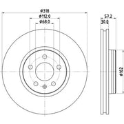 DON 2 x Internally Vented Front Brake Discs PCD20451
