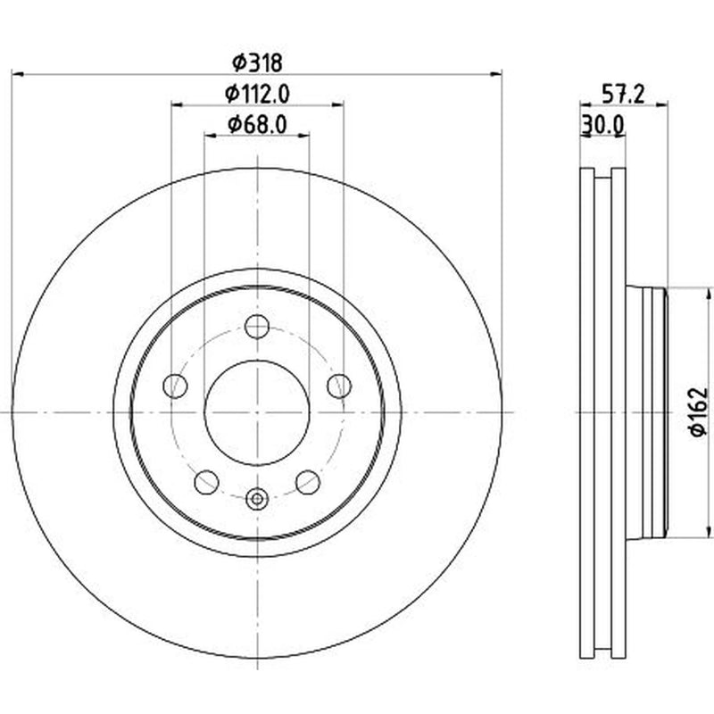 DON 2 x Internally Vented Front Brake Discs PCD20451