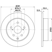 DON 2 x Solid Rear Brake Discs PCD19722