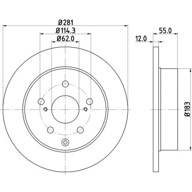 DON 2 x Solid Rear Brake Discs PCD19722