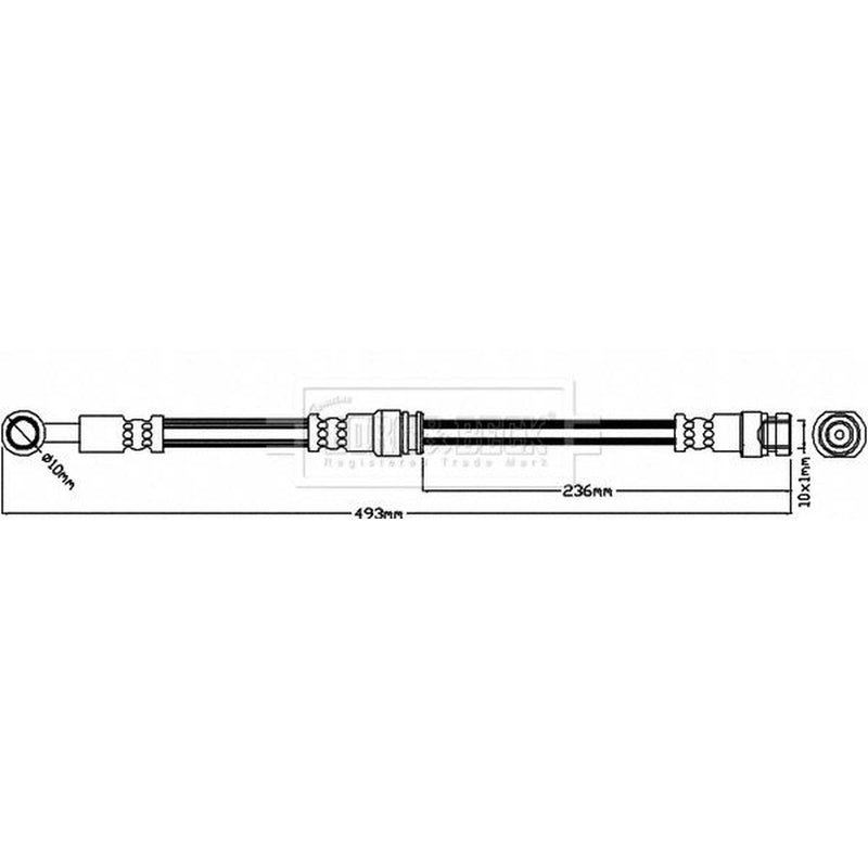 Borg & Beck Brake Hydraulic Hose Line Front Left BBH8133