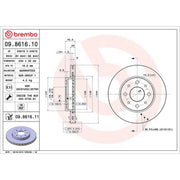 Brembo 2 x Internally Vented Front Brake Discs 09.8616.11