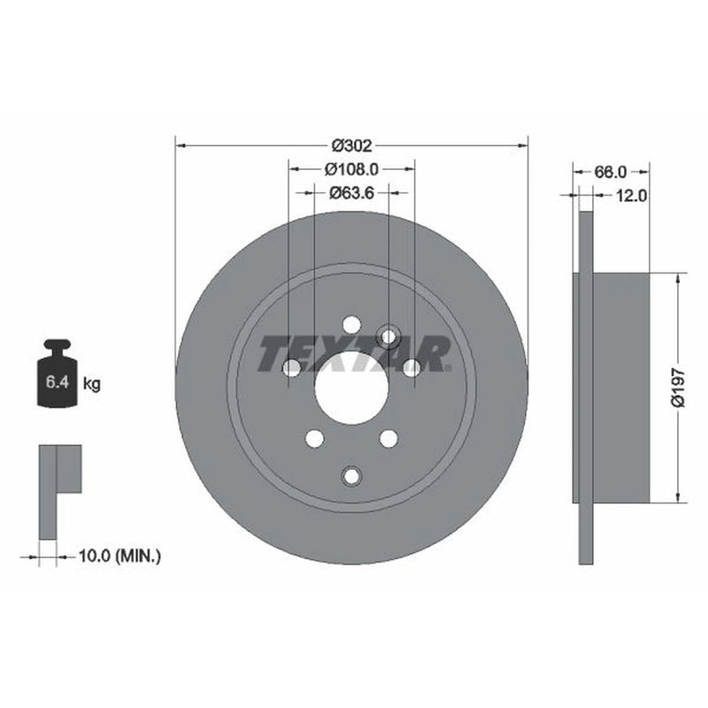 Textar 2 x Solid Rear Brake Discs 92162703