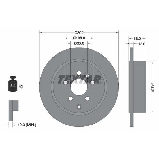 Textar 2 x Solid Rear Brake Discs 92162703