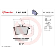 Brembo 4 x Rear Brake Pad Set P61084