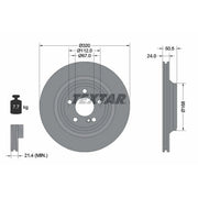 Textar 2 x Internally Vented Rear Brake Discs 92317305