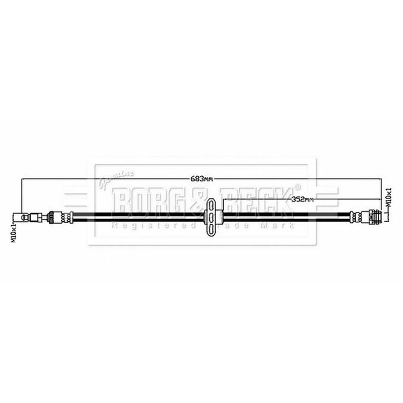 Borg & Beck Brake Hydraulic Hose Line Front Left BBH8837