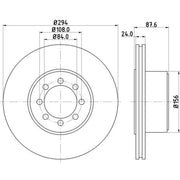 DON 2 x Internally Vented Rear Brake Discs PCD19542