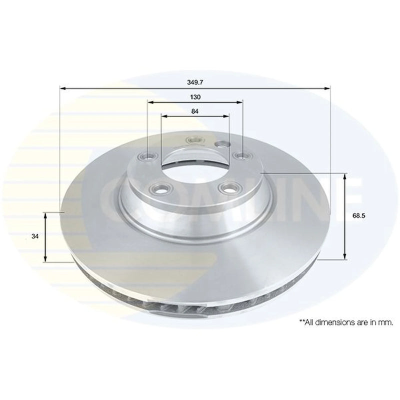 Comline 2 x Internally Vented Front Brake Discs ADC1459V