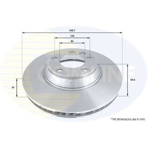 Comline 2 x Internally Vented Front Brake Discs ADC1459V