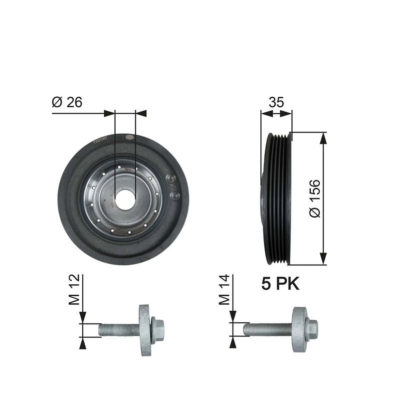 Gates Crank Shaft Belt Pulley TVD1007A