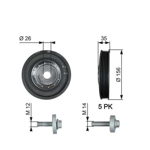 Gates Crank Shaft Belt Pulley TVD1007A