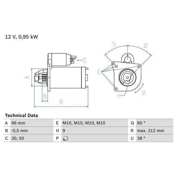 Bosch Reman Starter Motor 1501 0986015010 Bosch  - Town Parts