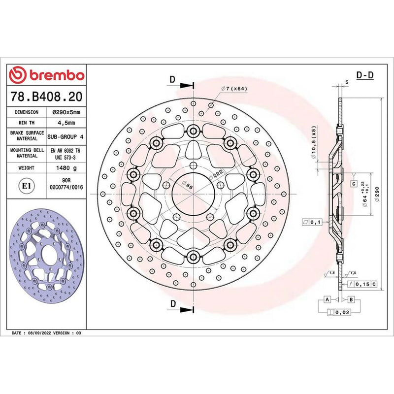 Brembo 2 x Floating Front Brake Disc Brake Discs 78B40820