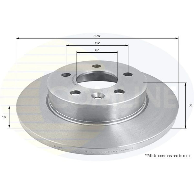 Comline 2 x Solid Front Brake Discs ADC1668